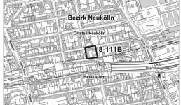 Schwarz-weiße Karte eines Bebauungsplans