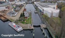 Luftaufnahme der Schleuse Neukölln