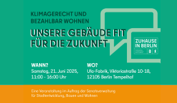 Plakat in grüner/orangener Farbe.