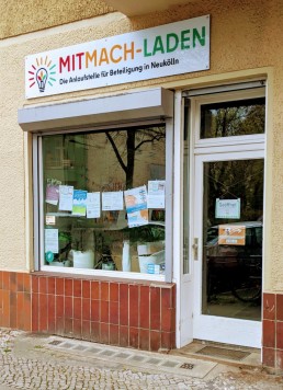 Front des Mitmach-Ladens in der Hertzbergstraße
