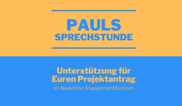 Logo von Pauls Sprechstunde in gelb und blauer Farbe