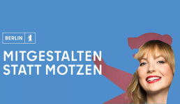 Mitgestalten statt motzen auf blauem Hintergrund